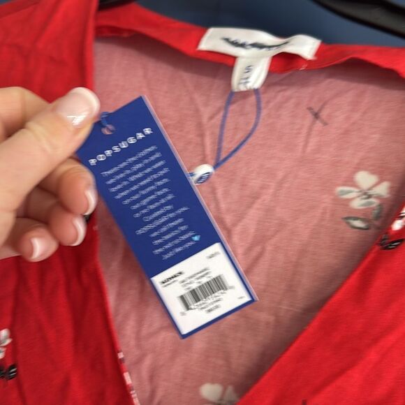 Popsugar Red Babydoll Floral Button-Up Dress Size S NWT - Picture 2 of 6